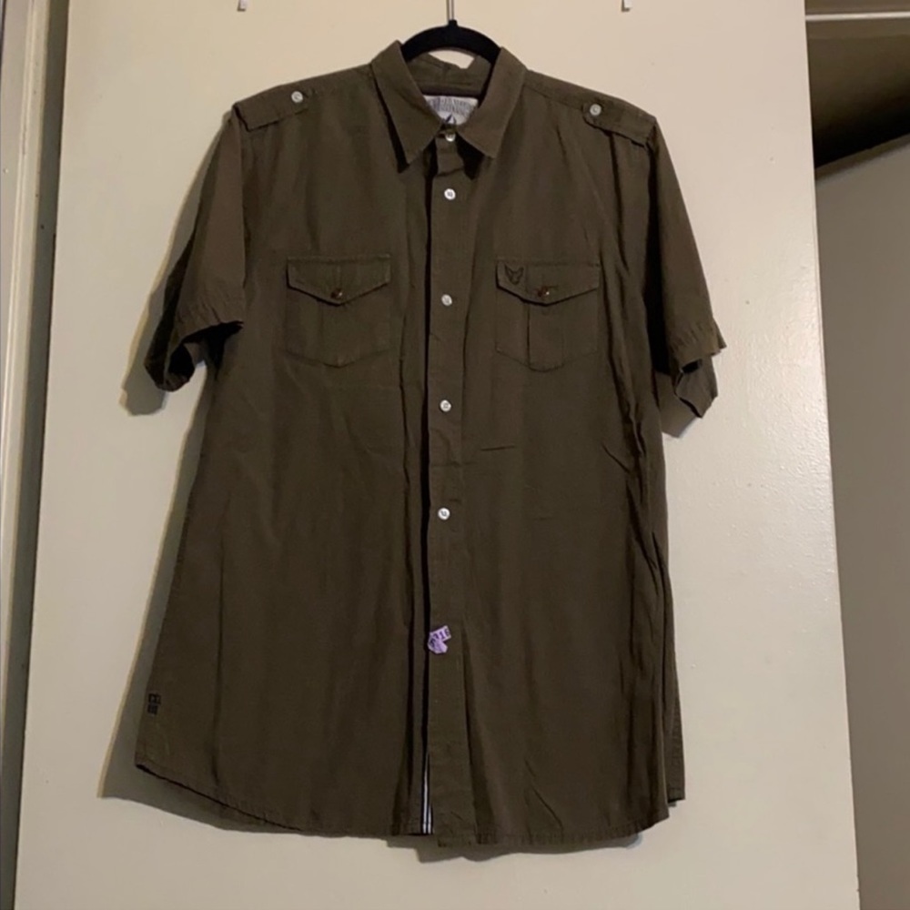 Company81 army green button down shirt